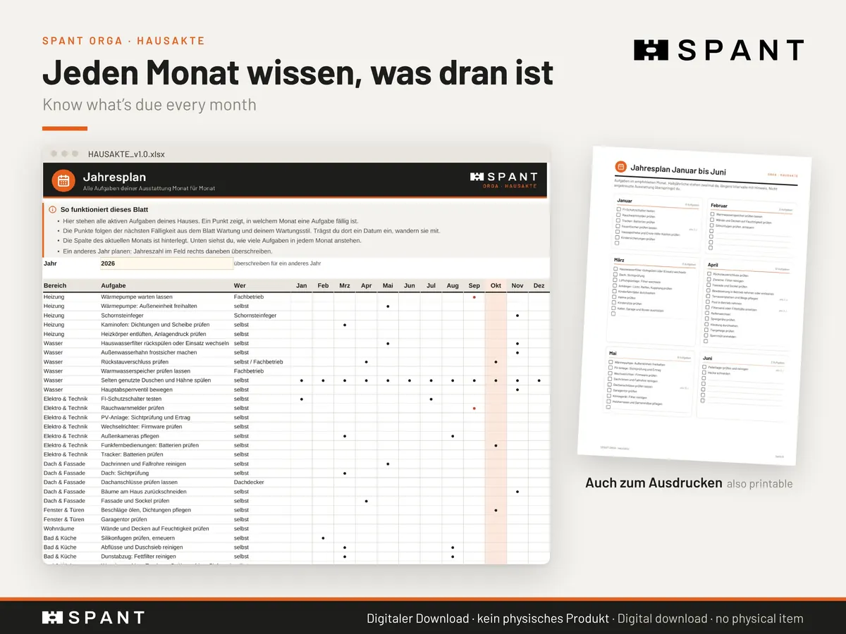 Jahresplan Monat für Monat