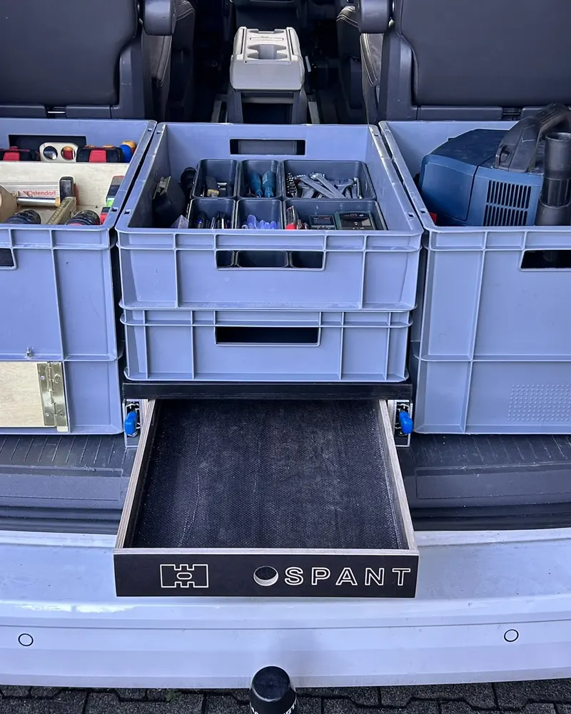 Drawer below the boxes opened