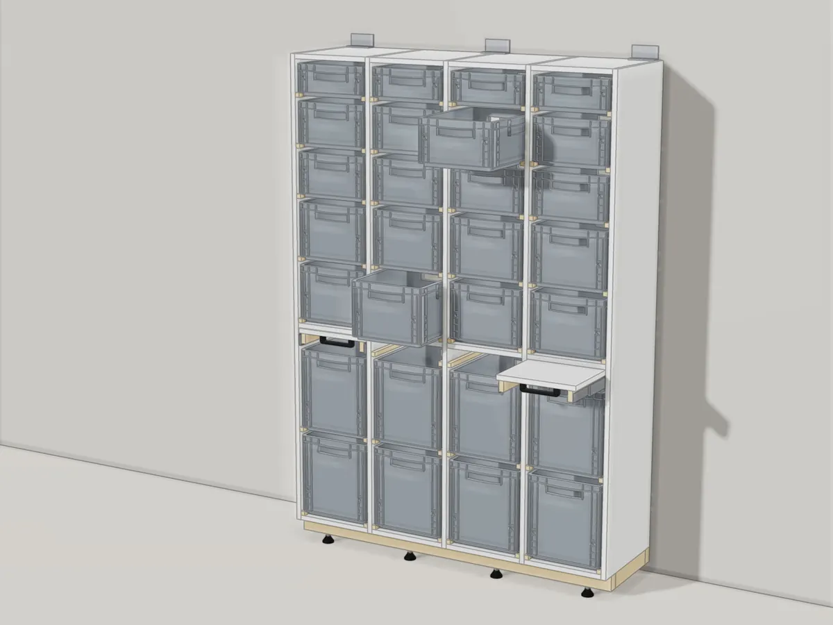 RACK STORE 43 rendering with 40 × 30 Euro containers